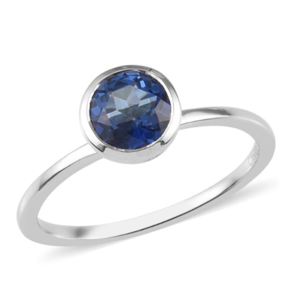 NWT English Blue Quartz Solitaire Ring in .925 WOW